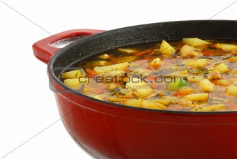 Saucepan with hot ragout