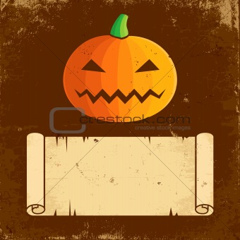 Pumpkin Halloween and paper scroll