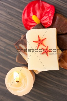 Spa setting with two starfish