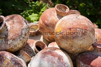 Pile of old amphoras