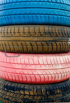 Colored old tires