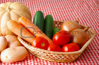 Mix of autumn vegetables on farmer market