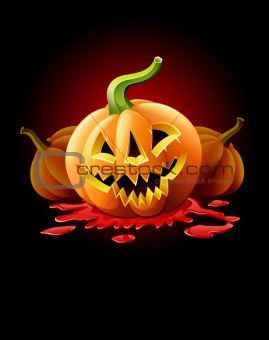 halloween pumpkin jack-o-lantern in blood