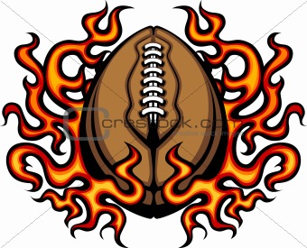 American Football Template with Flames Vector Image