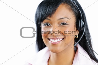 Customer service and support representative with headset