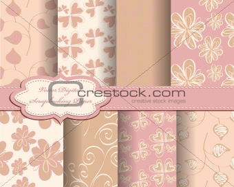 set of flower vector paper for scrapbook