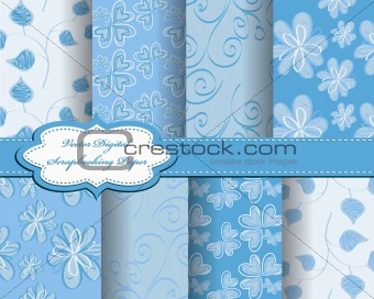 set of flower vector paper for scrapbook