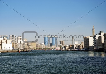 view of dubai city port and city