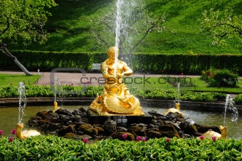 Fountains in Petergof park. Fountains Samson