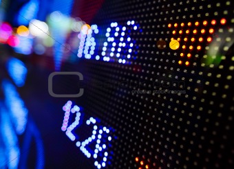 led display at night with stock information abstract
