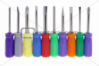 Assortment of colorful screwdrivers 