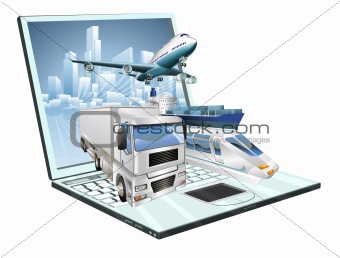 Logistics laptop computer concept