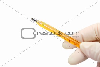 Hand with thermometer (clipping path)