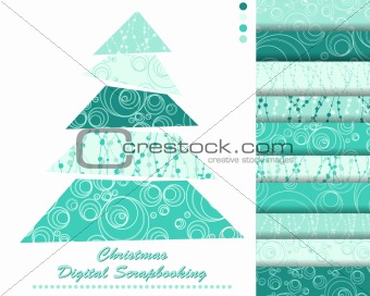 set of Christmas vector paper for scrapbook