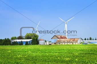 Wind turbines on farm