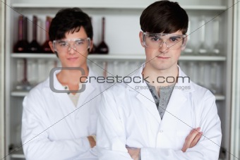 Male scientists posing