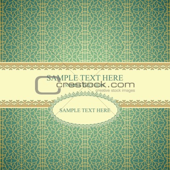 Vintage frame on seamless lace pattern on gradient background