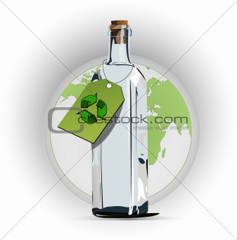 glass with recycle symbol