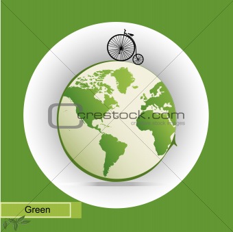 eco illustration with green earth icon 