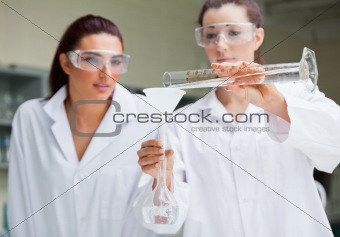 Gorgeous scientists doing an experiment