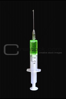 medical syringe isolated on black