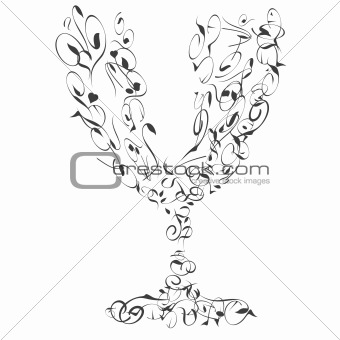 The stylized wine glass abstract from many curves