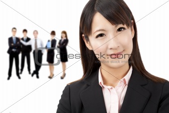 beautiful asian businesswoman and business team