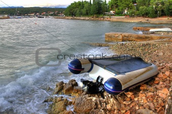Boat crashed on the sea shore after strong storm