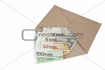 ecological envelope and euro banknotes