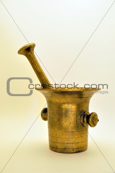 Old brass mortar