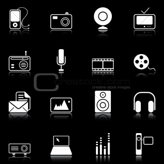Mass Media icons - black series