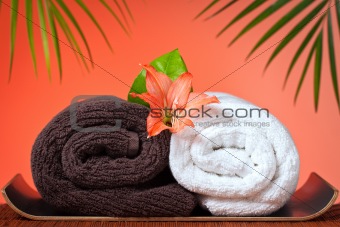 Luxury bath towels background