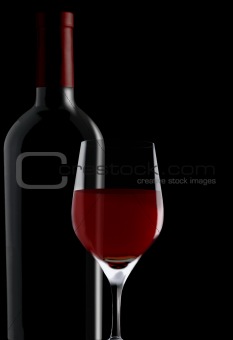 red wine glass & bottle