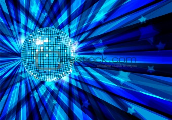 Disco Ball vector background with rays and stars / eps10