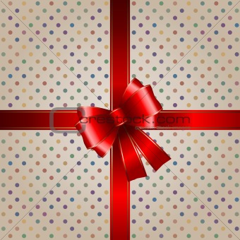 Gift background with red ribbon