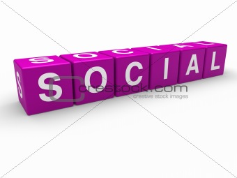3d purple social cube