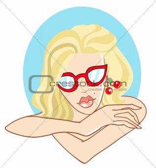 Blonde girl with glasses