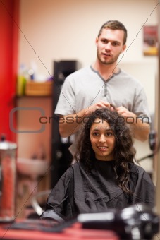 Portrait of a hairdresser talking