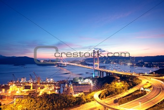 highway bridge at night 