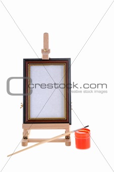 Paint, brush and an easel