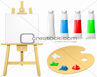 Easel with blank board and palette