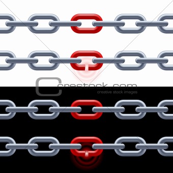 Chain with red link.