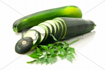zucchini decorated with herbs