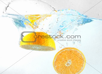 Orange falls into the water