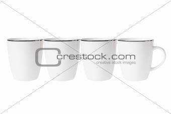 Four empty cup standing in line