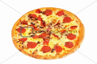 A pizza  with  pepperoni