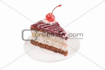 Slice of cake with cherry