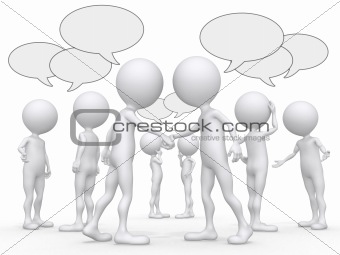 abstract business people figures with speech bubbles 