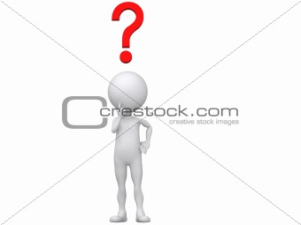 3d human with a red question mark, 3d illustration. 