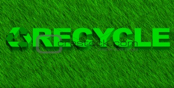 Recycle word over green grass